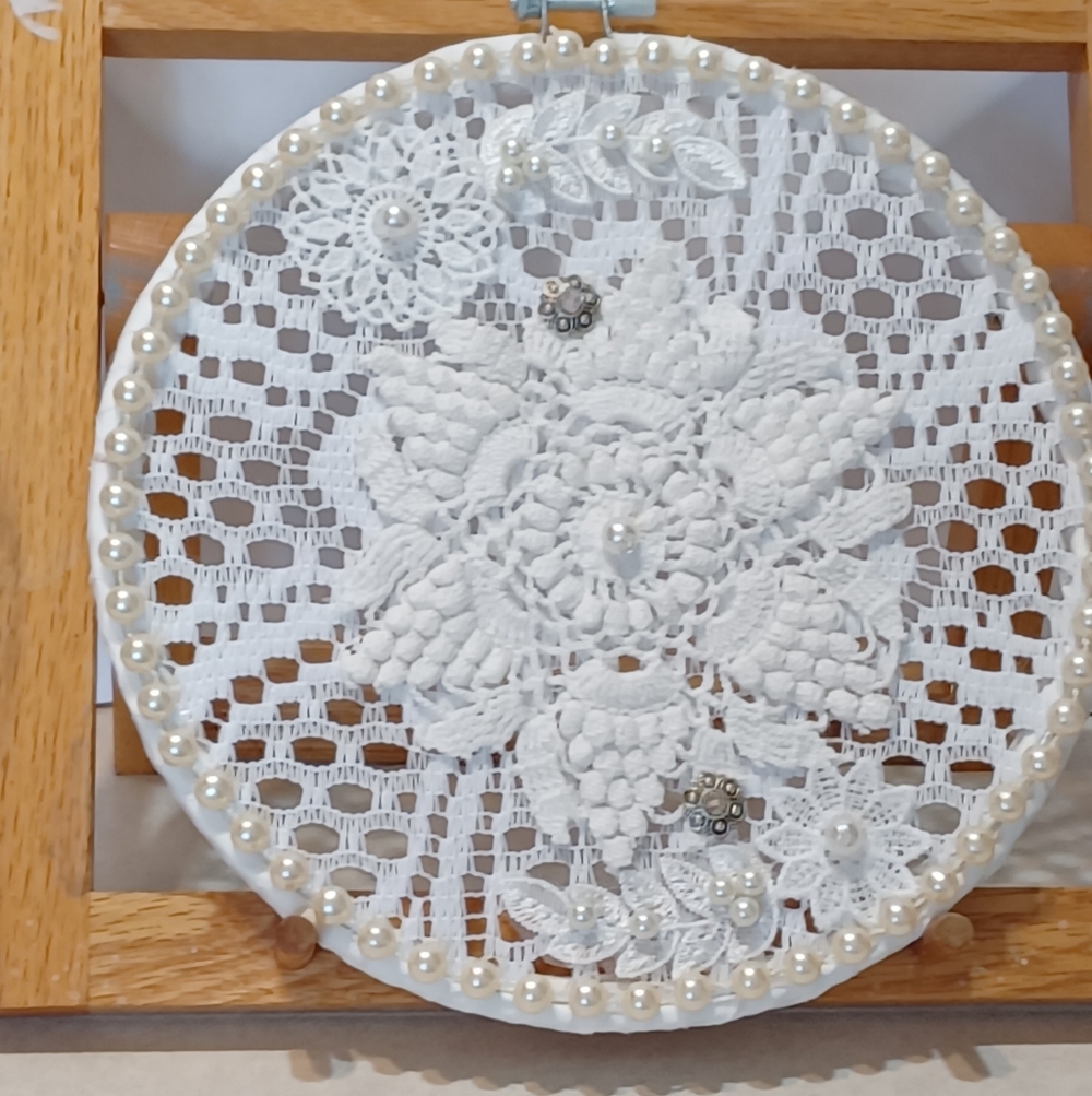 Elegant White Lace Embroidery Hoop
